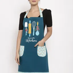 BLANC9 Unisex Blue & Yellow Printed Cotton Apron image 3