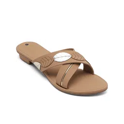 V-WALK Women Embellished Slip-On Open Toe Flats image 2