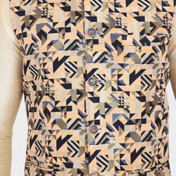 N Dot Men Multicoloured Printed Nehru Jacket image 4