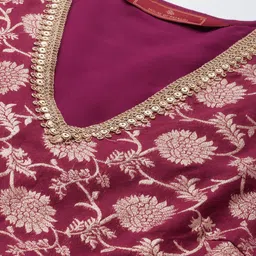 House of Pataudi Floral Embroidered A-Line Midi Jashn Dress image 2