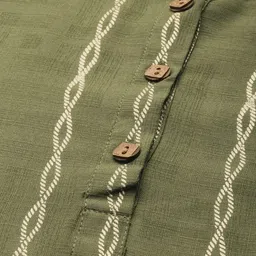 Anouk Women Olive Green & Gold-toned Geometric Foil Printed Kurta image 4