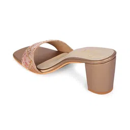 Bowtoes Women Rose Gold-Toned Sequin Embellished Block Heels image 5