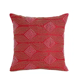 Alina decor Red & Gold-Toned Set of 2 Solid Square Cushion Covers image 5