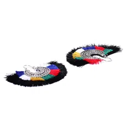 Jewels Galaxy Multicoloured Luxuria Oxidised Silver-Plated Tasselled Chandbalis image 2