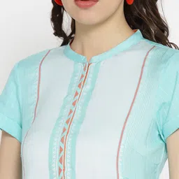 AURELIA Women Blue Striped A-Line Kurta image 5