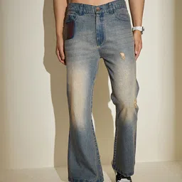 FUGAZEE Men Cotton Flared Mildly Distressed Jeans image 3