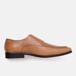 House of Pataudi Men Tan Brown Solid Handcrafted Leather Formal Monk Shoes image 5