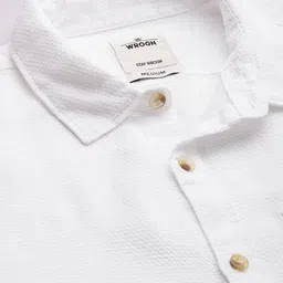 WROGN Cotton Linen Self Design Textured Slim Fit Opaque Casual Shirt image 2