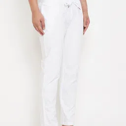 Hypernation Men White Solid Cotton Lounge Pants image 2