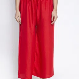 GRACIT Women Red & Beige Set of 2 Solid Flared Palazzos image 5