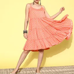 Varanga Polka Dot Printed Crepe A-Line Dress image 2