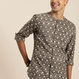 Taavi Men Classic Dabu Hand Block Print Pure Cotton Casual Shirt image 3