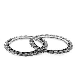 Yellow Chimes Set Of 2 Oxidised Silver-Plated Handcrafted Bangles image 4