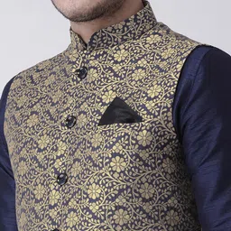 Deyann Men Navy Blue Nehru Jacket image 5