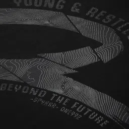 SPYKAR Men Black Typography Printed Pure Cotton Slim Fit T-shirt image 4