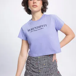 glitchez Textual Expressions Printed Crop T-shirt image 2