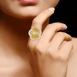 BDIVA 18k Gold Plated Flower Ring image 2