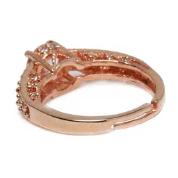 I Jewels Rose Gold-Plated Cubic Zirconia Studded Adjustable Finger Ring image 3