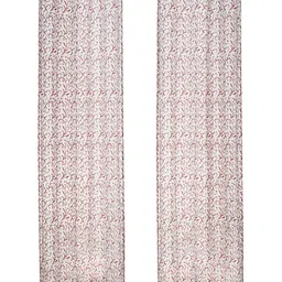 Deco Window Red & Grey Set of 2 Sheer Door Curtains image 4