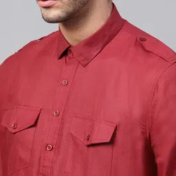 SOJANYA Men Maroon Solid Kurta with Salwar image 4