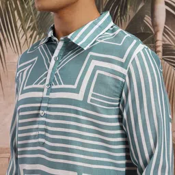 Sangria Men Geometric Print Pure Cotton Kurta image 3