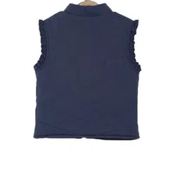 MINI KLUB Girls Navy Blue Solid Open Front Jacket image 3