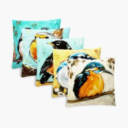 Home Centre Sea Green & Yellow Set of 5 Quirky Square Cushion Covers image 5