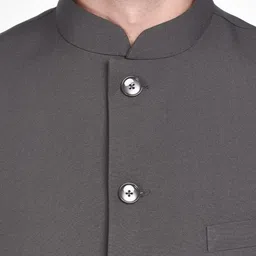 Blacksmith Men Grey Solid Formal Bandhgala image 5