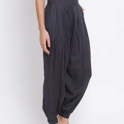 ROOTED Women Navy Blue Pleated Jodhpuris Trousers image 2