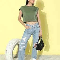 The Roadster Life Co. Graphic Back Prints Cropped Sweatshirt image 2