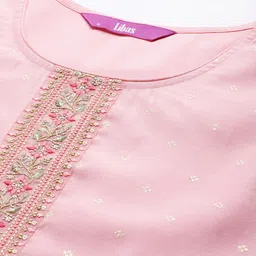 Libas Floral Embroidered Pastels Chanderi Silk Kurta image 2