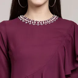 plusS Studio Burgundy Ruffles Top image 5