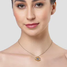 Bohey by KARATCART Gold-Plated Circular Shaped Evil Eye Alloy Pendant With Chain-image-33