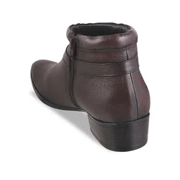 Mochi Men Coffee Brown Textured Formal Leather Slip Ons image 4