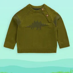 mothercare Boys Olive Green Self Design Pure Cotton Sweatshirt-picture-51