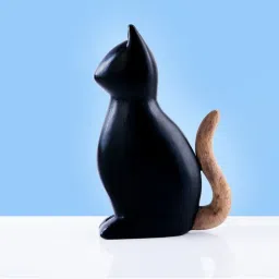 Gibox Lucky Cat Black Statue Table Decor Wooden Gift Decorative Showpiece-picture-10