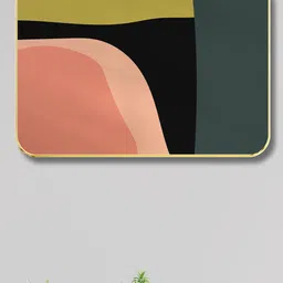 SAF Black & Peach-Coloured Abstract Wooden Painting Wall Art image 4