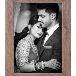 Golden Peacock Brown Solid Table-Top Wooden Photo Frame image 2