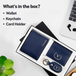 Smart Leather Wallet Personalized Combo For Men - Blue image 3