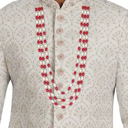 I Jewels Men Gold-Plated Stone Studded & Beaded Layered Necklace image 2