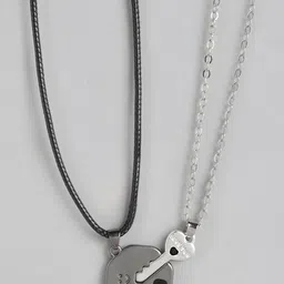 Carlton London Set of 2 Silver-Plated Contemporary Pendants with Chains image 3