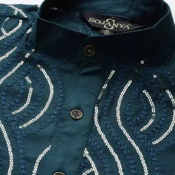 SOJANYA Men Quirky Embroidered Sequinned Kurta image 3