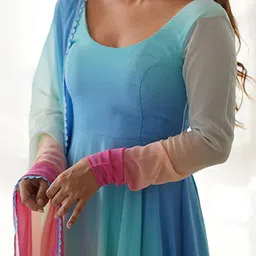 GoSriKi Women Colourblocked Regular Kurta with Trousers & With Dupatta image 2