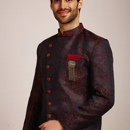 Manyavar Men 3 Piece Woven Design Brocade Sherwani Set image 4