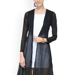 SCORPIUS Women Pack of 2 Black Solid Open Front Shrugs image 2