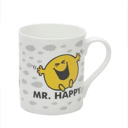 CLAY CRAFT White & Yellow 2 Pieces Text Printed Ceramic Glossy Mugs-350 ml image 3