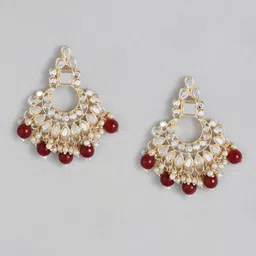 AccessHer Gold-Plated Red Kundan Studded & Beaded Jewellery Set image 4