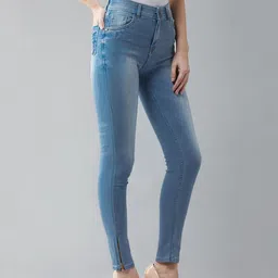 Miss Chase Women Blue Skinny Fit Cropped High-Rise Clean Look Jeans-image-36