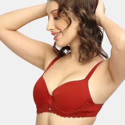 SOIE Women Medium Coverage Padded Wired Lace Bra image 5