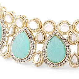 Zaveri Pearls Gold-Plated Kundan-Studded Choker Jewellery Set image 2